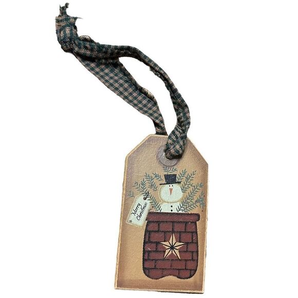 Barbara Lloyd Hearthside Collection Snowman Wooden Tag Ornament - Picture 1 of 4